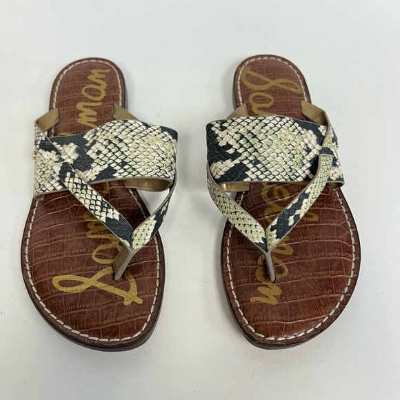 Sam Edelman | Shoes | Sam Edelman Kell Sandals Flat Sole Snakeskin Print  Slip On Size 65 | Poshmark